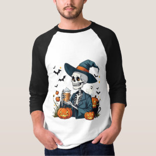 Spooky Halloween Skeleton Sippin Pumpkin Gewürz T-Shirt