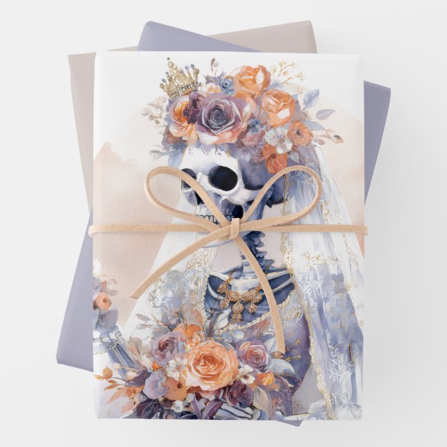 Spooky Halloween Skeleton Wrapping Paper Geschenkpapier Set (Beispiel)