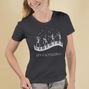 Spooky Halloween Skeletons Music Teacher T - Shirt