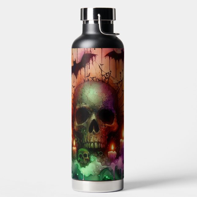 SPOOKY  HALLOWEEN SKULL CANDLES BATS & SPIDERS TRINKFLASCHE (links)