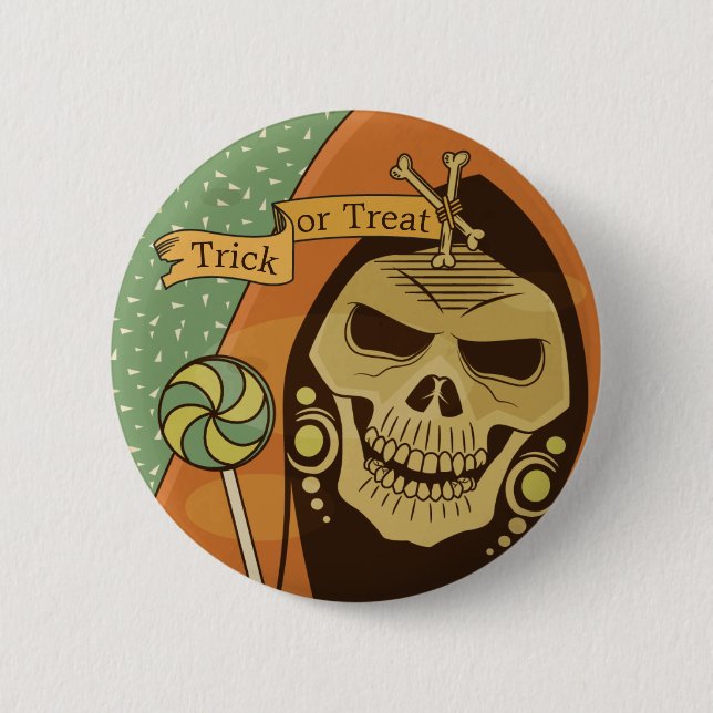 Spooky Halloween Skull Vintag | Schaltfläche Butto Button (Vorderseite)