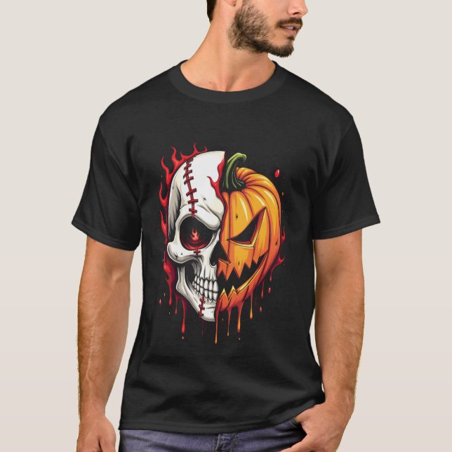 Spooky Halloween Sleleton Pumpkin Pastel Goth T-Shirt (Vorderseite)
