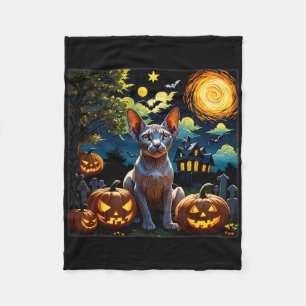 Spooky Halloween Sphynx Starry Nacht Fleecedecke