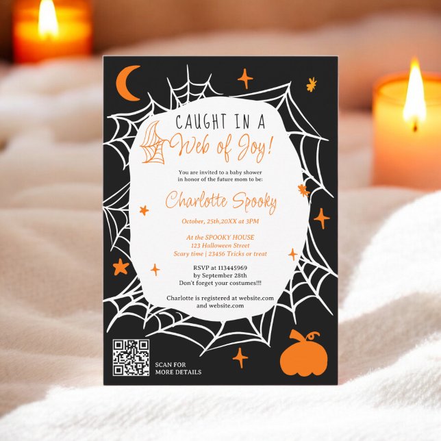 Spooky Halloween Spider Web niedliche Babydusche Einladung (Spooky Halloween Spider web cute baby shower Invitation)