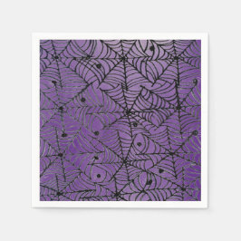Spooky Halloween Spider Webs auf Lila Serviette