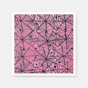 Spooky Halloween Spider Webs auf Pink Serviette