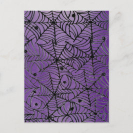 Spooky Halloween Spider Webs on Purple Postkarte