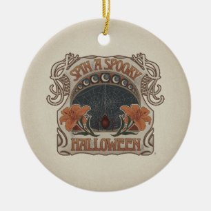 Spooky Halloween Spiders & Lily Viktorianisch Vint Keramik Ornament