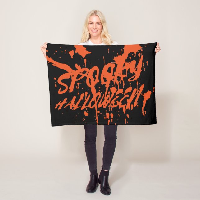 Spooky Halloween Splash Retro Red Orange Horror Fleecedecke (Beispiel)