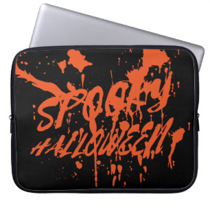 Spooky Halloween Splash Retro Red Orange Horror Laptopschutzhülle