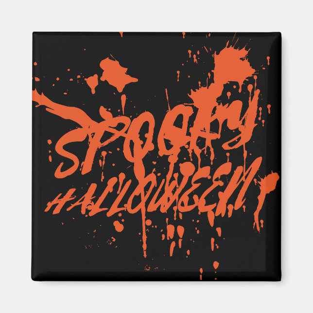 Spooky Halloween Splash Retro Red Orange Horror Magnet (Vorne)