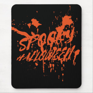 Spooky Halloween Splash Retro Red Orange Horror Mousepad