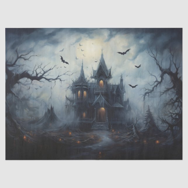 Spooky Halloween Spuk Haus für Dekoupage Seidenpapier (Vorderseite)