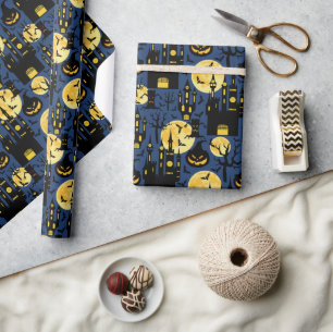 Spooky Halloween Spuk Hauskachelmuster Geschenkpapier