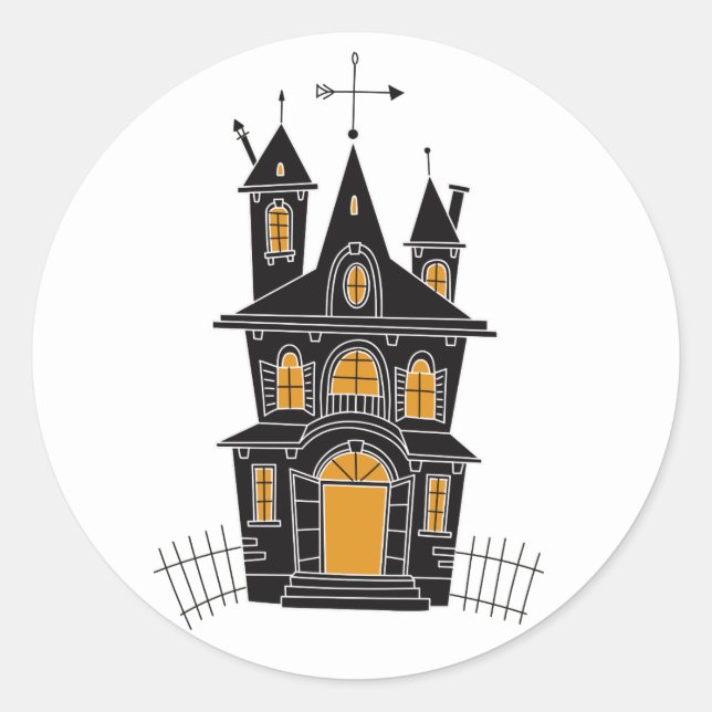 Spooky Halloween Spuk Hauszaun schwarz-orange Runder Aufkleber (Vorderseite)