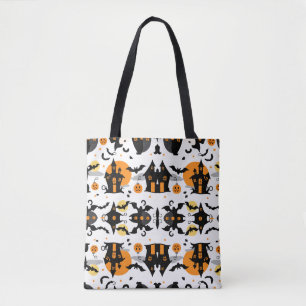 Spooky Halloween Spuk House and Bat Pattern Tasche