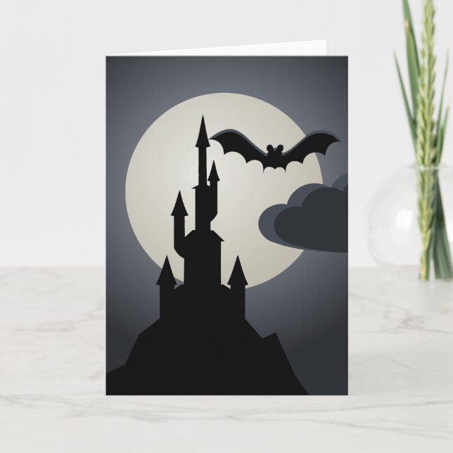 Spooky Halloween Spuk House auf Hill Karte (Vorderseite)