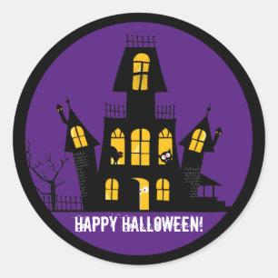Spooky Halloween Spuk House Cartoon Runder Aufkleber