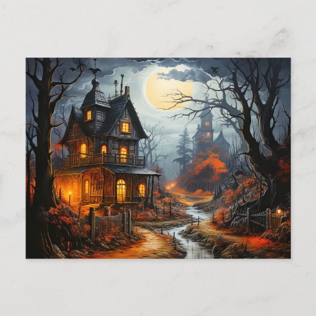 Spooky Halloween Spuk House Postkarte (Vorderseite)