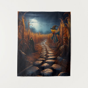 Spooky Halloween Spuk Maisfeld Wandteppich