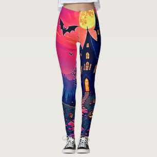 Spooky Halloween Spuk Mansion Art Leggings