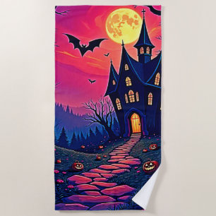 Spooky Halloween Spuk Mansion Art Strandtuch