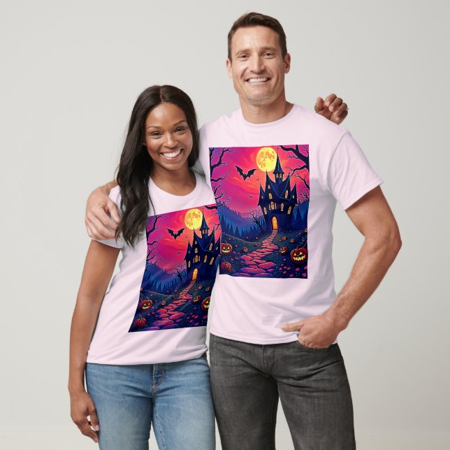Spooky Halloween Spuk Mansion Art T-Shirt (Unisex)