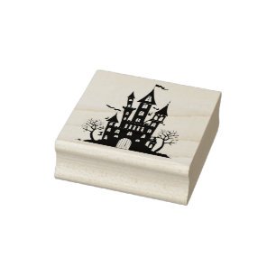 Spooky Halloween Spuk Schloss Gummistempel