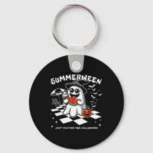 Spooky Halloween Summer Vibes Pumpkin Ghost T-Shir Schlüsselanhänger