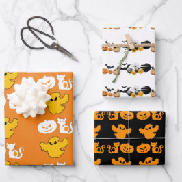Spooky Halloween Symbole BOO Kürbislaternen Moon Geschenkpapier Set