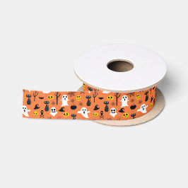 Spooky Halloween Symbole nahtlos Muster Satinband