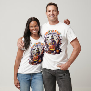 Spooky Halloween Szene mit Pumpkins Spuk House T-Shirt
