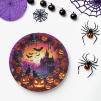 Spooky Halloween Teller Pumpkins und Spuk Haus