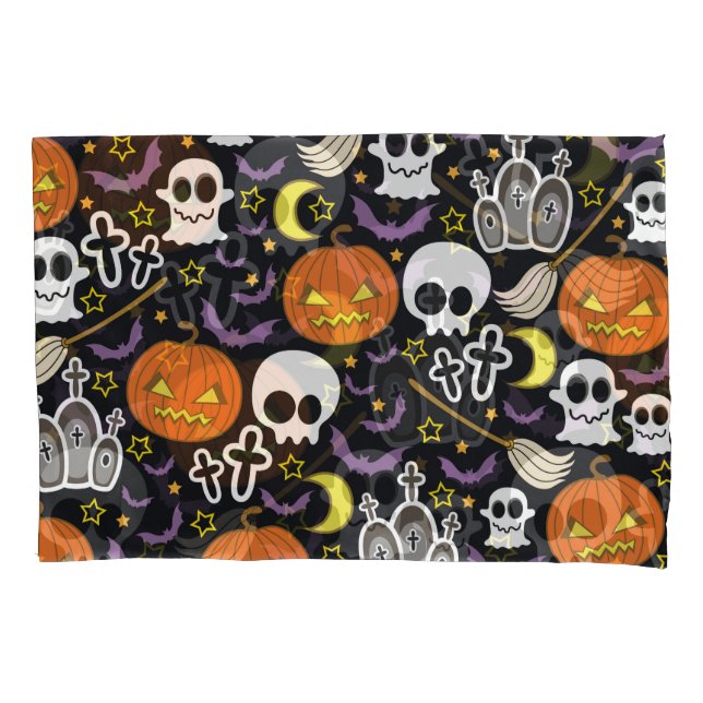 Spooky Halloween: Thematisches Hintergrunddesign. Kissenbezug (Vorderseite)