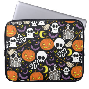 Spooky Halloween: Thematisches Hintergrunddesign. Laptopschutzhülle