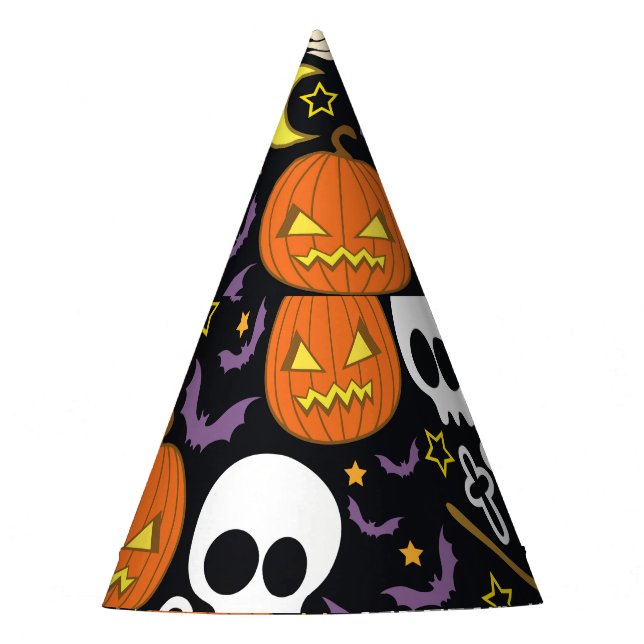 Spooky Halloween: Thematisches Hintergrunddesign. Partyhütchen (Vorderseite)