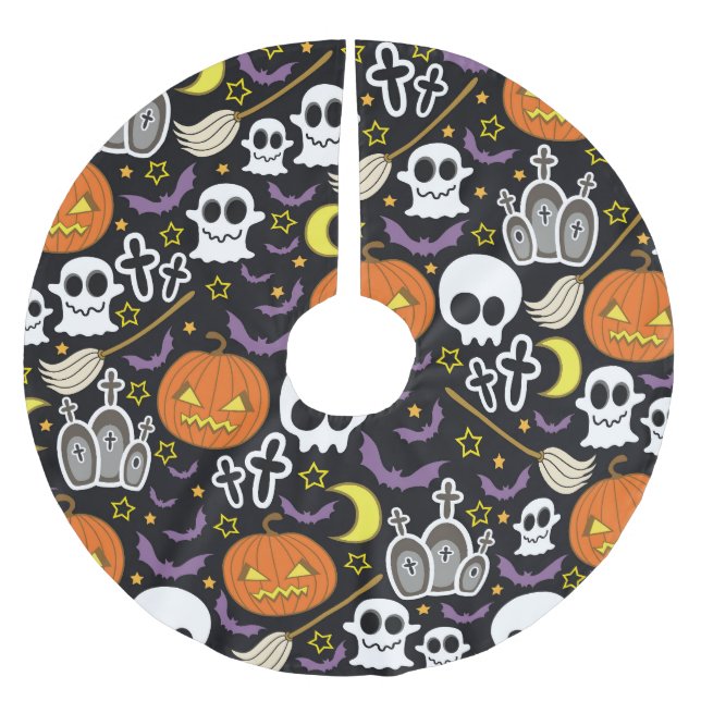 Spooky Halloween: Thematisches Hintergrunddesign. Polyester Weihnachtsbaumdecke (Vorderseite)