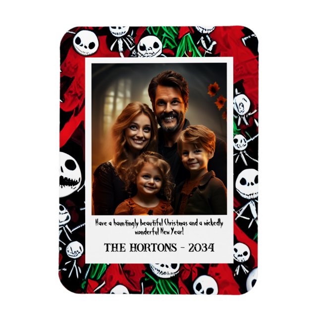 Spooky Halloween Treffen Weihnachts Foto Postkarte Magnet (Vertikal)