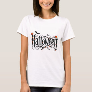Spooky Halloween Typografie T - Shirt mit Pumpkins