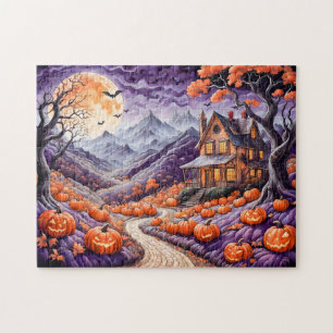 Spooky Halloween Villa mit Pumpkins und Fledermäus