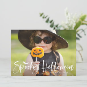 Spooky Halloween White Brush Letting Foto Feiertagskarte
