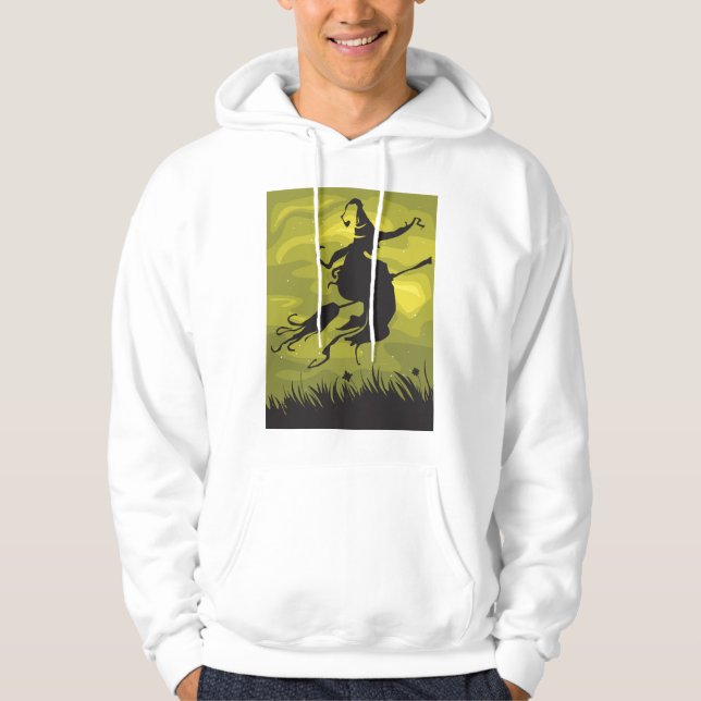 Spooky Halloween Witch Flying on Broomstick Hoodie (Vorderseite)