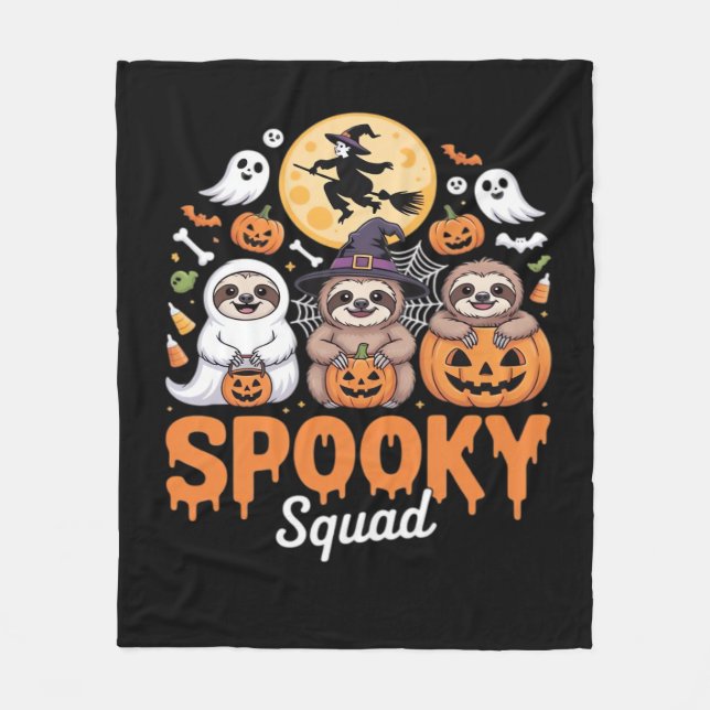 Spooky Halloween Witch Funny Horror Sloths Essenti Fleecedecke (Vorderseite)