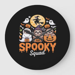 Spooky Halloween Witch Funny Horror Sloths Essenti Große Wanduhr