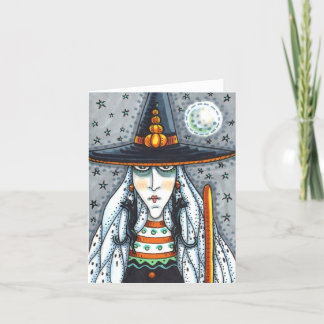 SPOOKY HALLOWEEN WITCH, SCHWARZE KATZEREARRINDER L KARTE