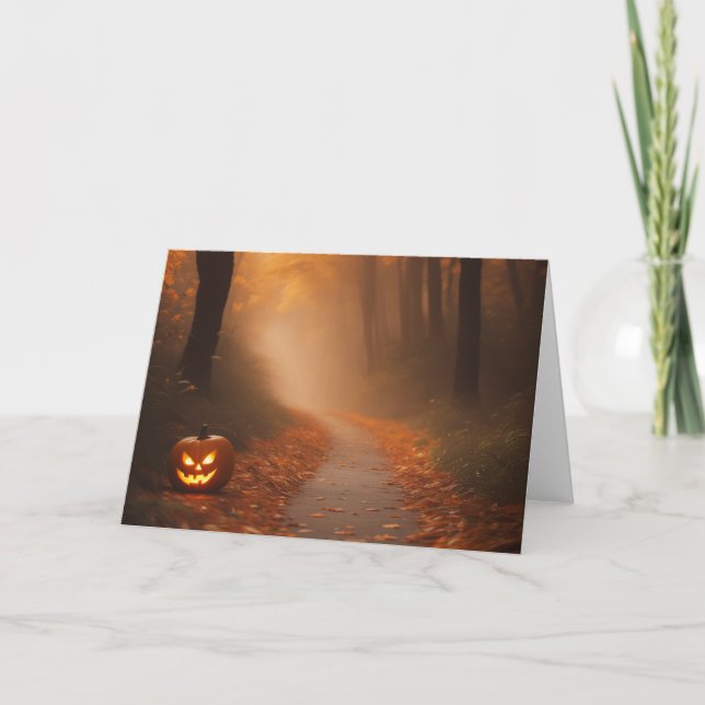 Spooky Halloween Woods Dankeskarte (Vorderseite)