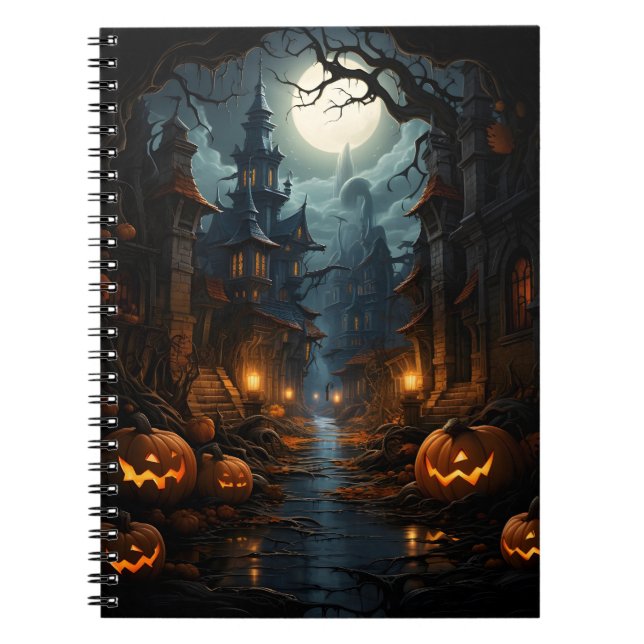 Spooky Haloween Pumpkins in der Beängstigenden Alt Notizblock (Vorderseite)