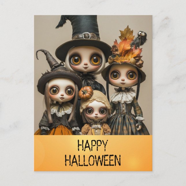 Spooky Happy Halloween Anime Girl Postkarte (Vorderseite)