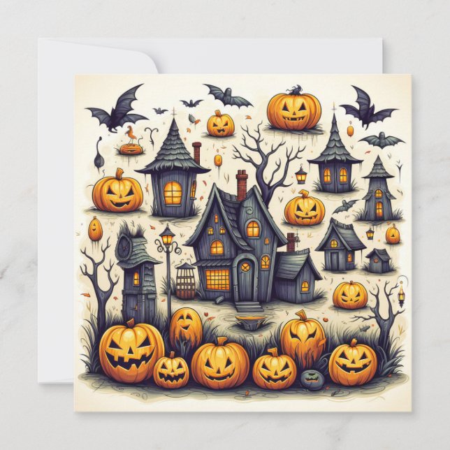 Spooky Happy Halloween Collage Karte (Vorderseite)