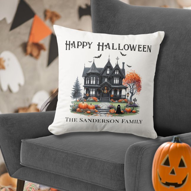 Spooky Happy Halloween Kissen (Spooky Happy Halloween Throw Pillow)
